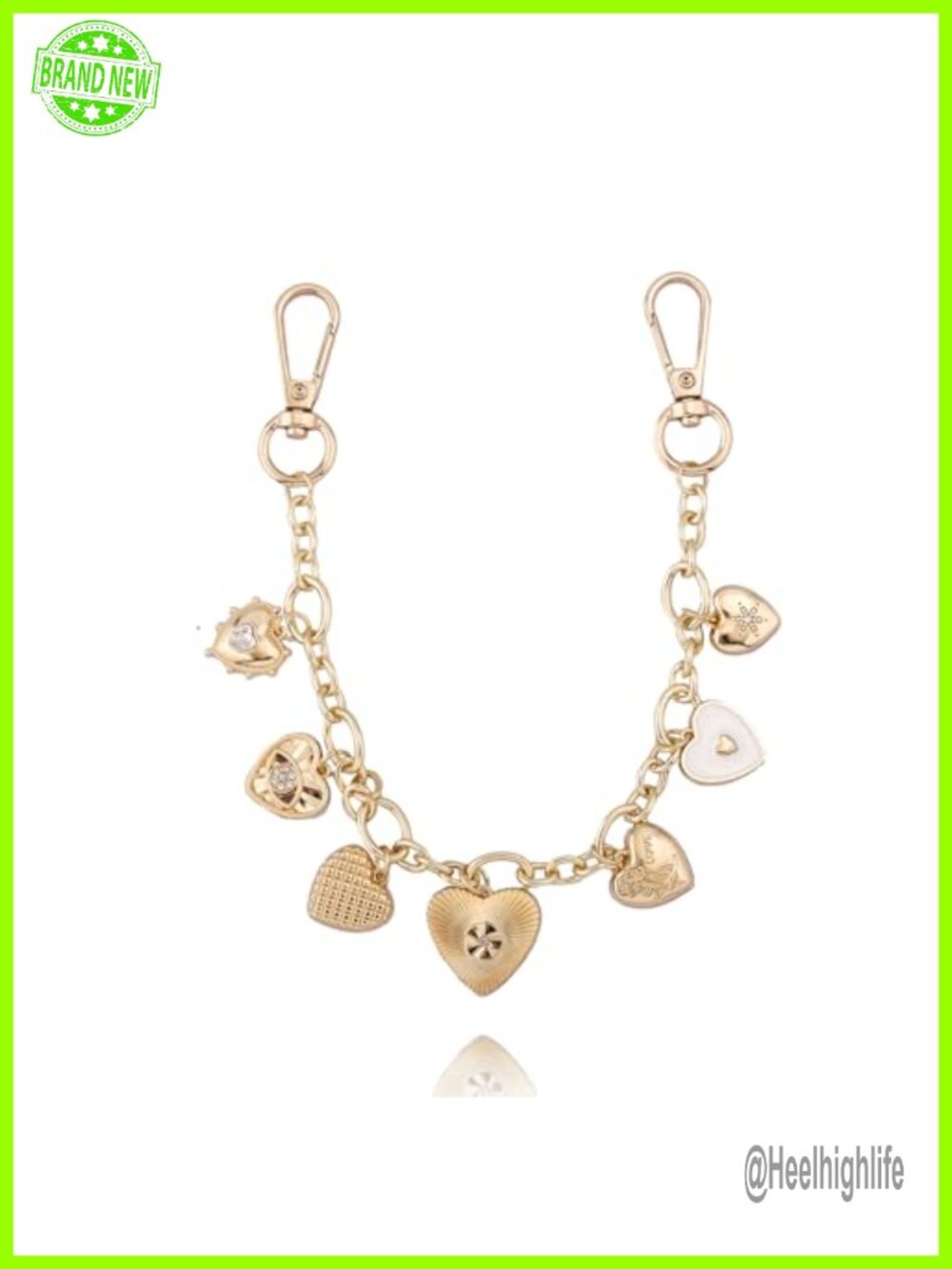 Gold Purse Charm Chain with Heart Charms Bag Keychain